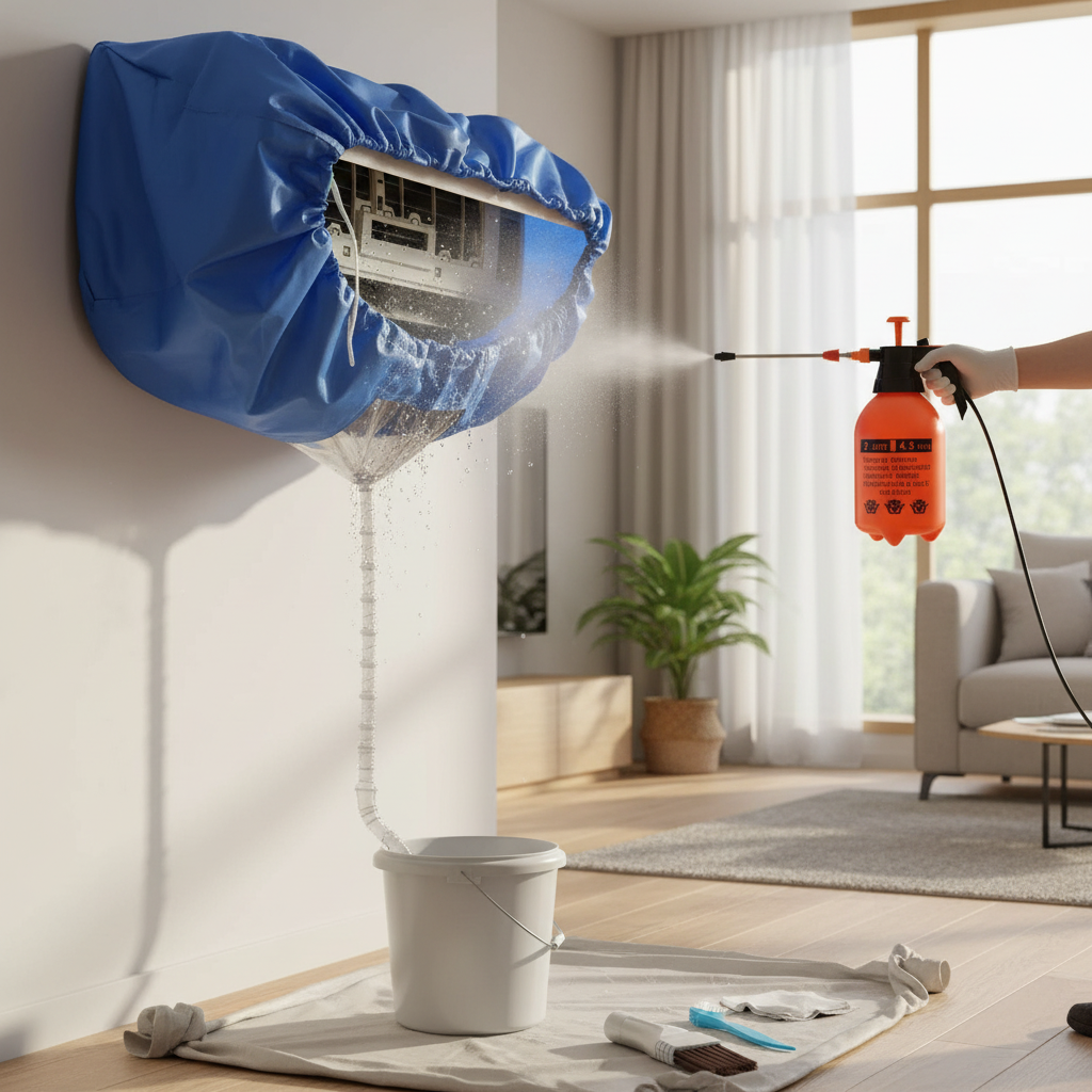 Suitable for 24000-36000 Btu Large Air Conditioning Water Cover Set Cleaner with Water Pipe Conditioner Waterproof Cleaning Kit